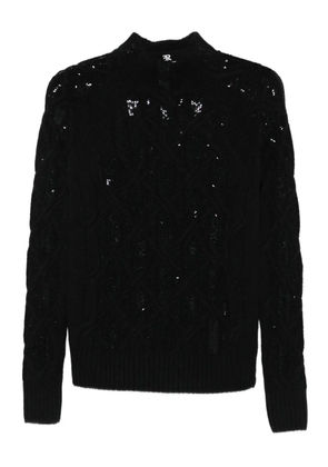 Ermanno Scervino sequin-embellished cable-knit jumper - Black