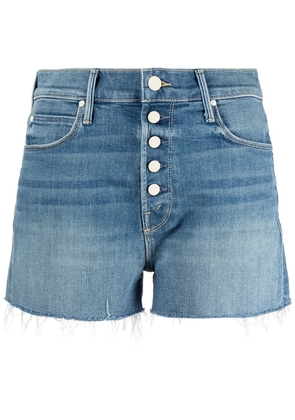MOTHER The Pixie Dazzler frayed denim shorts - Blue
