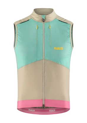 Pedaled colour-block zip-fastening vest - Neutrals