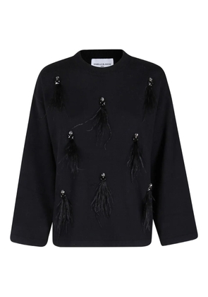 Isabelle Blanche feather-embellished sweater - Black
