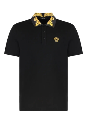 Versace patterned-collar Medusa polo shirt - Black