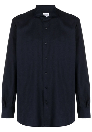Mazzarelli cutaway-collar cotton-blend shirt - Blue
