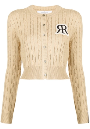 Rokh logo-patch cable-knit cardigan - Neutrals