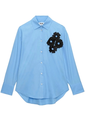 MSGM floral-appliqué shirt - Blue