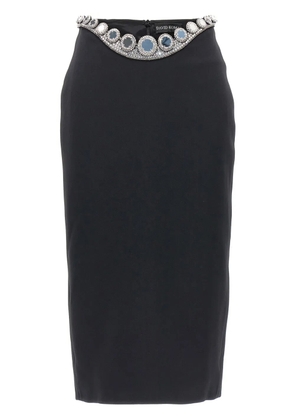 David Koma rhinestone-embellished pencil skirt - Black