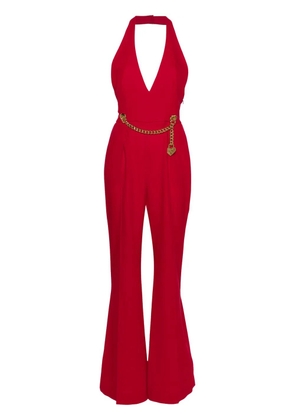 Moschino padlock-detail halterneck jupsuit - Red
