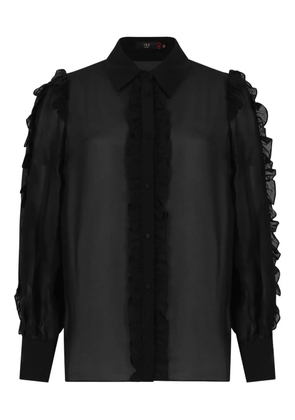 HUI MILANO ruffled buttoned shirt - Black