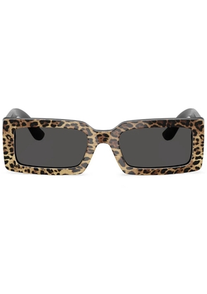 Dolce & Gabbana Eyewear leopard rectangle-frame sunglasses - Black