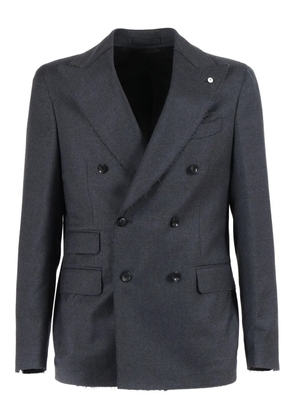 BRANDO double-breasted frayed-edge blazer - Grey