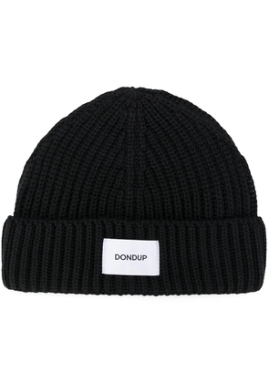DONDUP ribbed logo beanie - Black