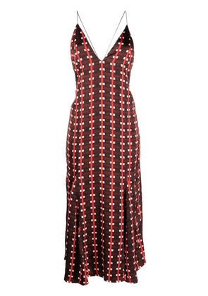 Wales Bonner geometric-print V-neck maxi dress - Brown