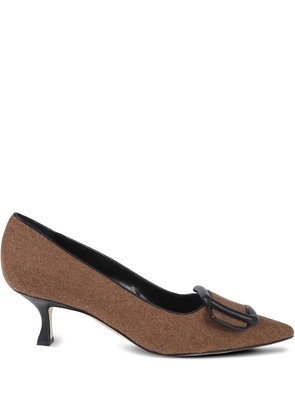 Manolo Blahnik 50mm buckle-detailing pumps - Brown
