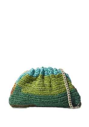 Maria La Rosa crochet striped clutch bag - Green