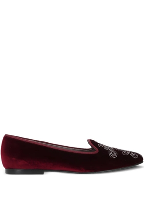 Castañer floral-motif velvet loafers - Red