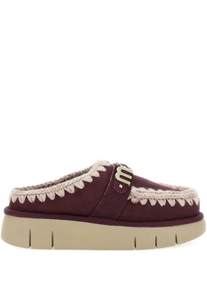 Mou crochet-detail platform mules - Red