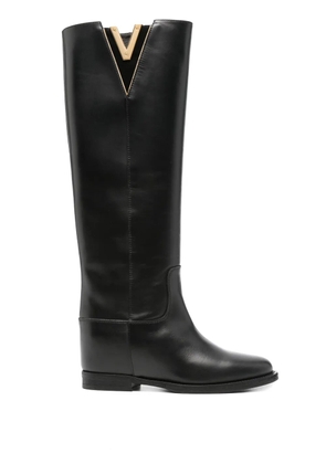 Via Roma 15 knee-length leather boots - Black