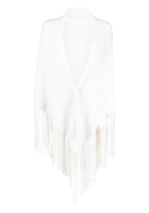 Malo fringed cashmere cape - White