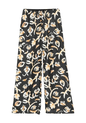 Nanushka elastic-waist floral-print straight trousers - Black