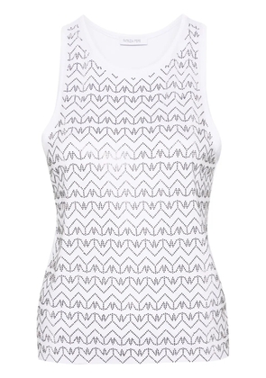 Patrizia Pepe rhinestone-embellished jersey tank top - White