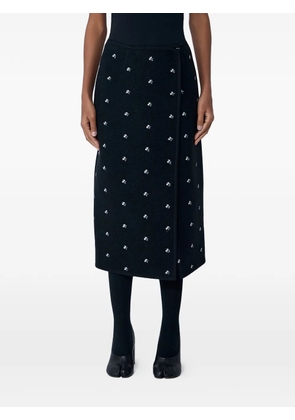 Rier Walker embroidered wrap midi skirt - Black