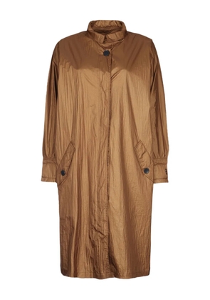 Add button-fastening patch-pocket coat - Brown