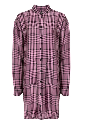 colville asymmetric hem checked shirt - Pink