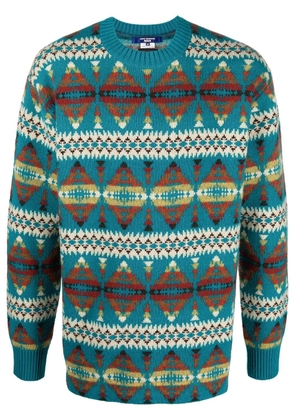 Junya Watanabe MAN intarsia-knit wool jumper - Blue