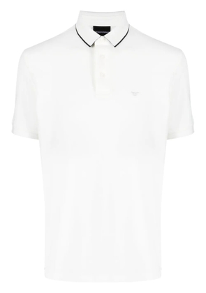 Emporio Armani logo-embroidered piqué polo shirt - White