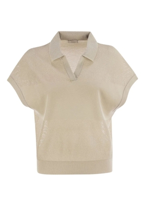 Peserico micro-net ribbed top - Neutrals