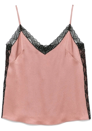 Alberta Ferretti lace-detail satin top - Pink