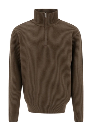 nonnative ribbed zip-neck sweater - Brown