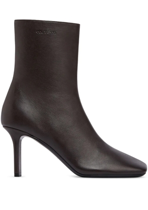 Courrèges square-toe leather ankle boots - Brown