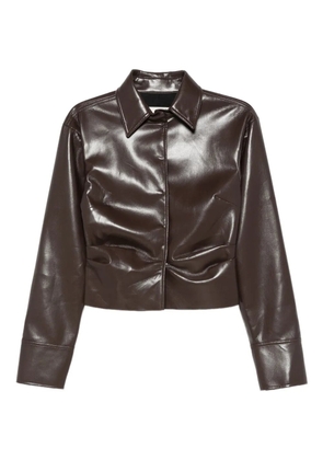 Nanushka cinched-waist splayed-hem shirt - Brown