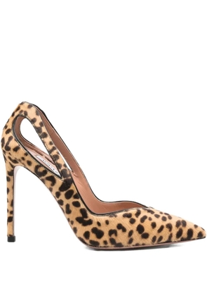 Aquazzura 105mm leopard-print cut-out pumps - Neutrals