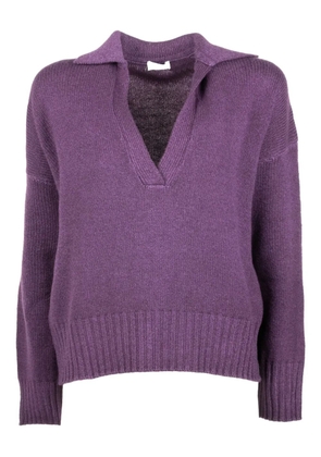 Base Milano polo-collar V-neck top - Purple
