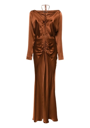 Alberta Ferretti cut-out satin midi dress - Brown