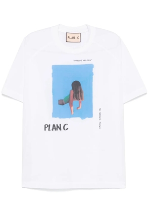 Plan C Marghe Nel Blu-print T-shirt - White