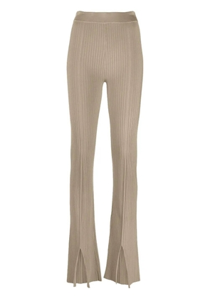 Nanushka slit-front ribbed slim trousers - Neutrals