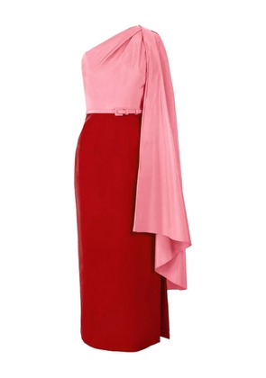 Carolina Herrera colour-block midi dress with detachable cape - Red
