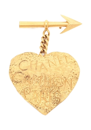 CHANEL Pre-Owned 1993 heart-pendant brooch - Gold