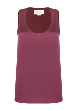 Genny scoop-neck side-split top - Red