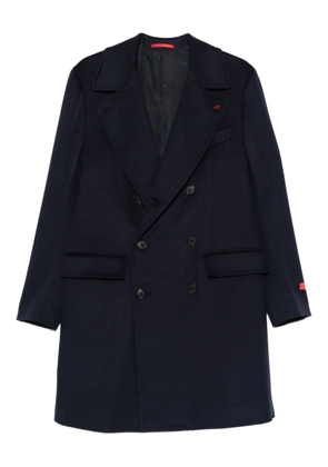 Isaia double-breasted patch-pocket coat - Blue