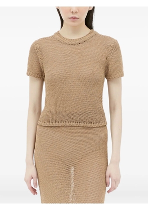 Aya Muse open-knit T-shirt - Brown