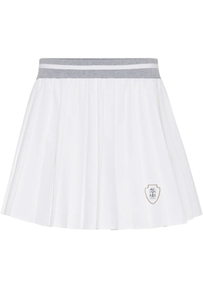 Brunello Cucinelli logo-patch pleated skirt - White