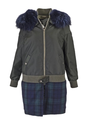 Mr & Mrs Italy faux fur-collar plaid coat - Green
