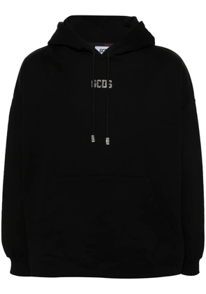 GCDS crystal-embellished-logo cotton hoodie - Black