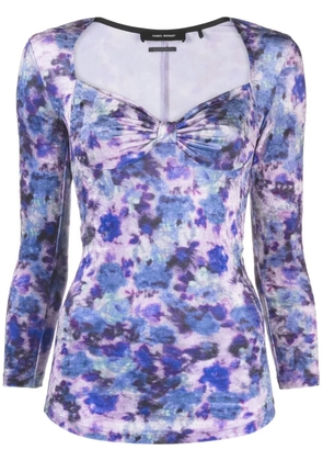 ISABEL MARANT Gubaia floral-printed velvet top - Purple