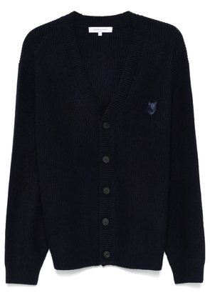 Maison Kitsuné Bold Fox Head ribbed cardigan - Blue