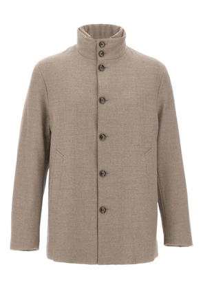 Montecore button high-neck coat - Neutrals