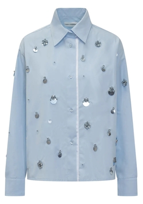 DES PHEMMES crystal-embellished shirt - Blue